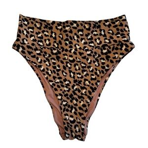 Aerie | Tan Leopard Print High-Waisted Bikini Swimsuit Bottoms Size XS